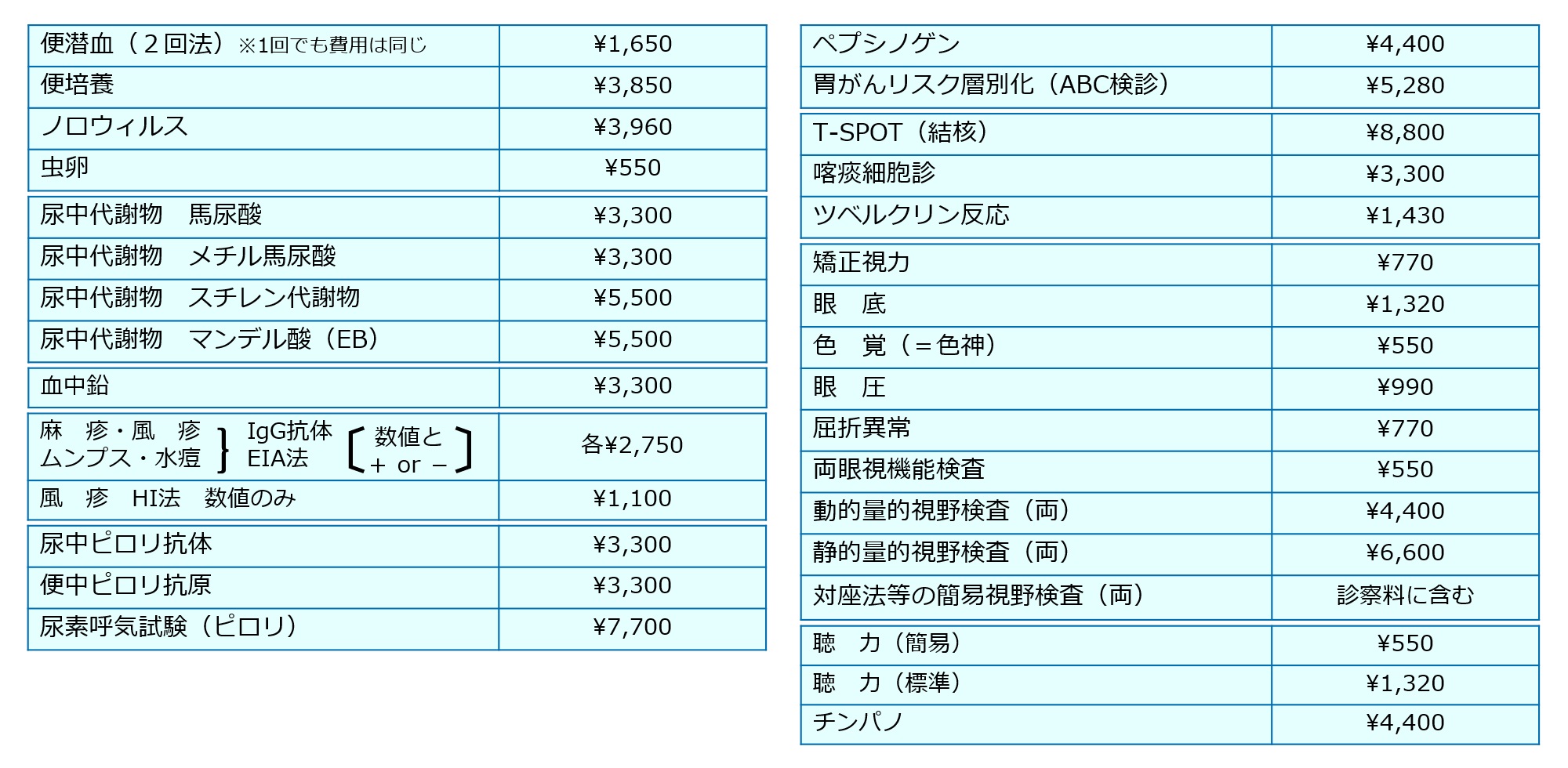 その他 検査項目一覧 その3